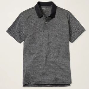 BONOBOS Black and Gray Striped Performance Golf Standard Fit Polo Shirt Sz M